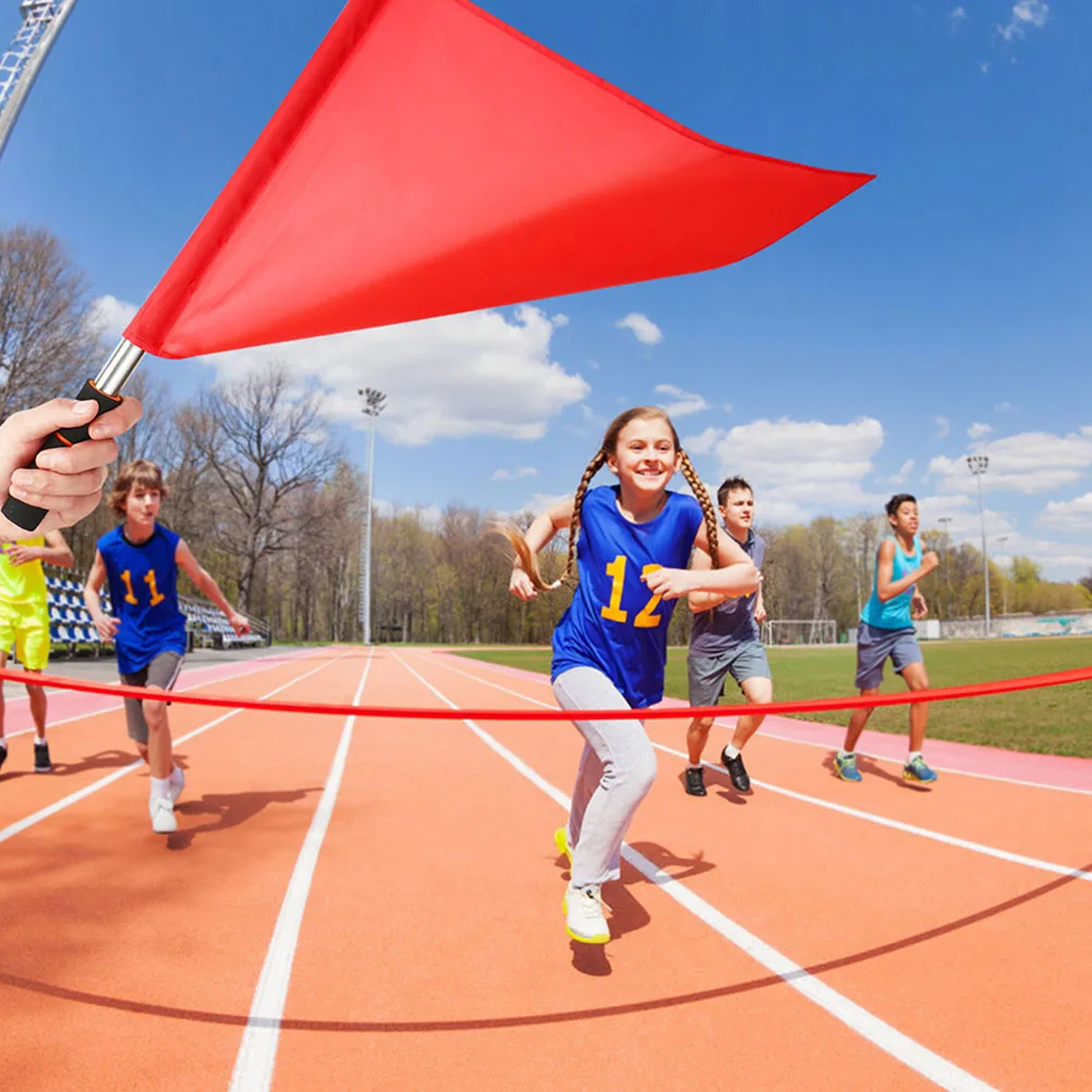

8pcs Starting Signal Flags Stainless Steel Pole Hand Signal Flags For Sports Referee Athletic Competition Red Safety