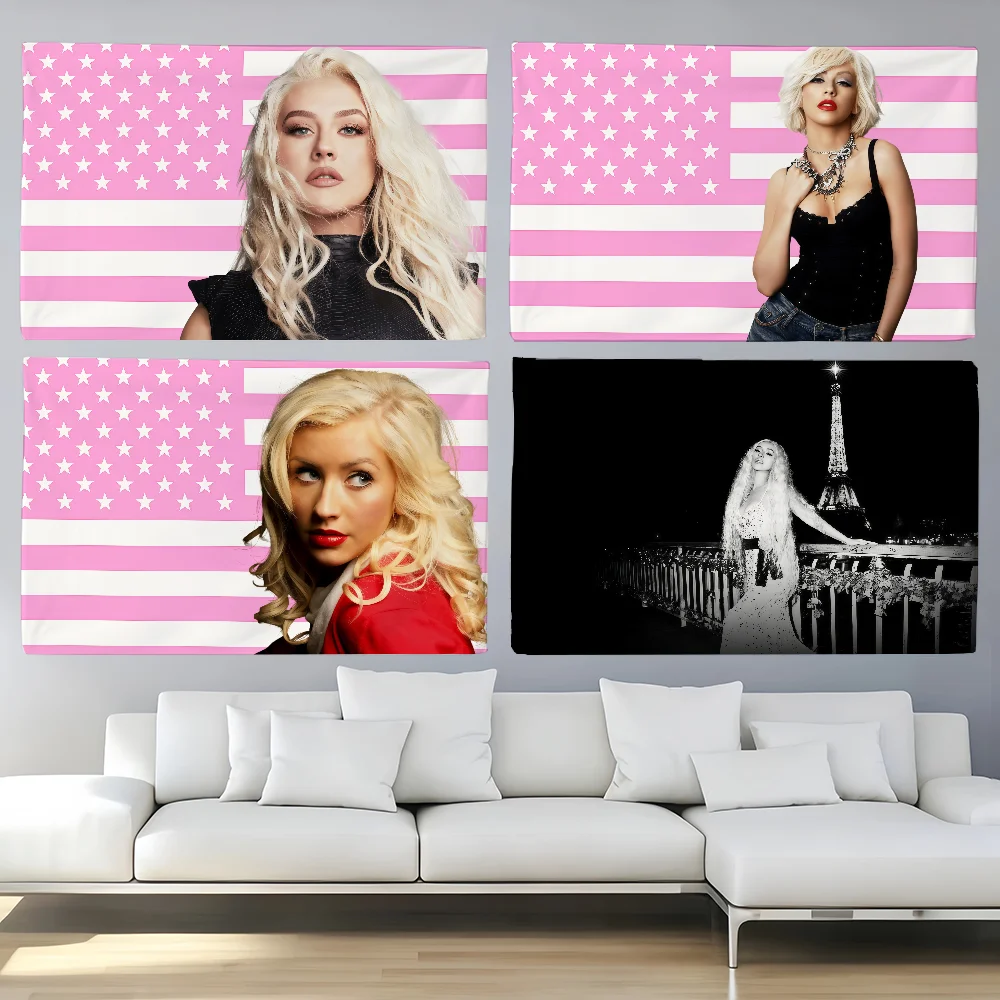 Bandera de la cantante Christina Aguilera para dormitorio, sala de estar, bar, jardín, decoración activa para exteriores y conciertos