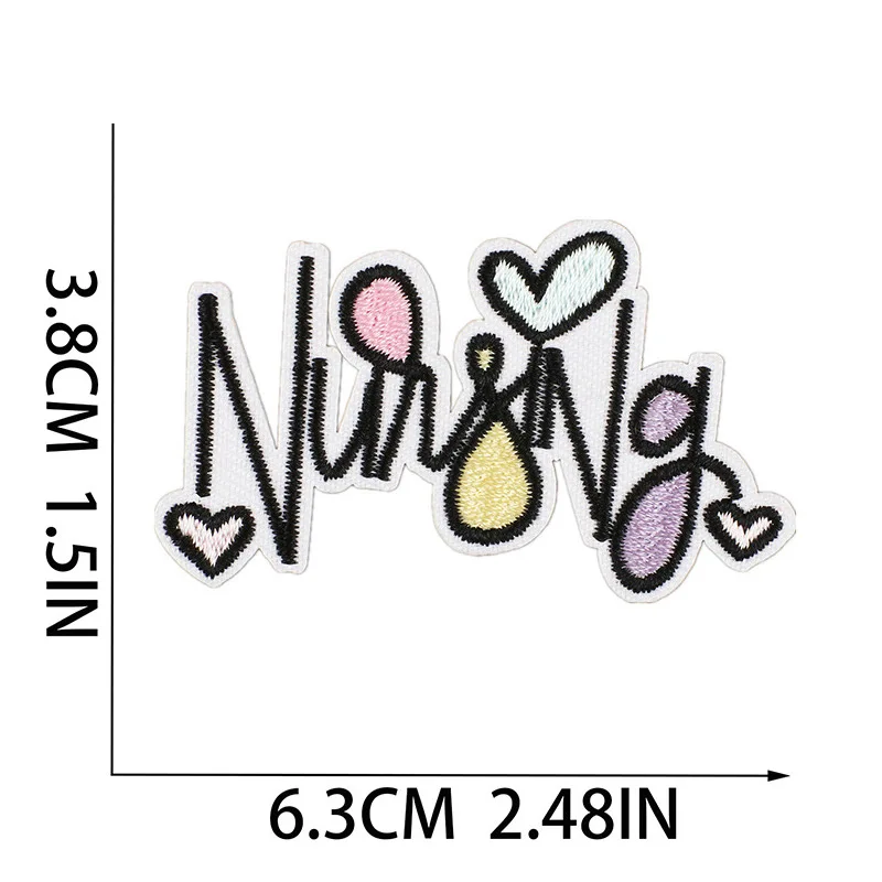New Novelty Iron on Patches Embroidered Appliques Cartoon Nurse Hat Bandage Ambulance Heart Design for Medical Supplies Clothing
