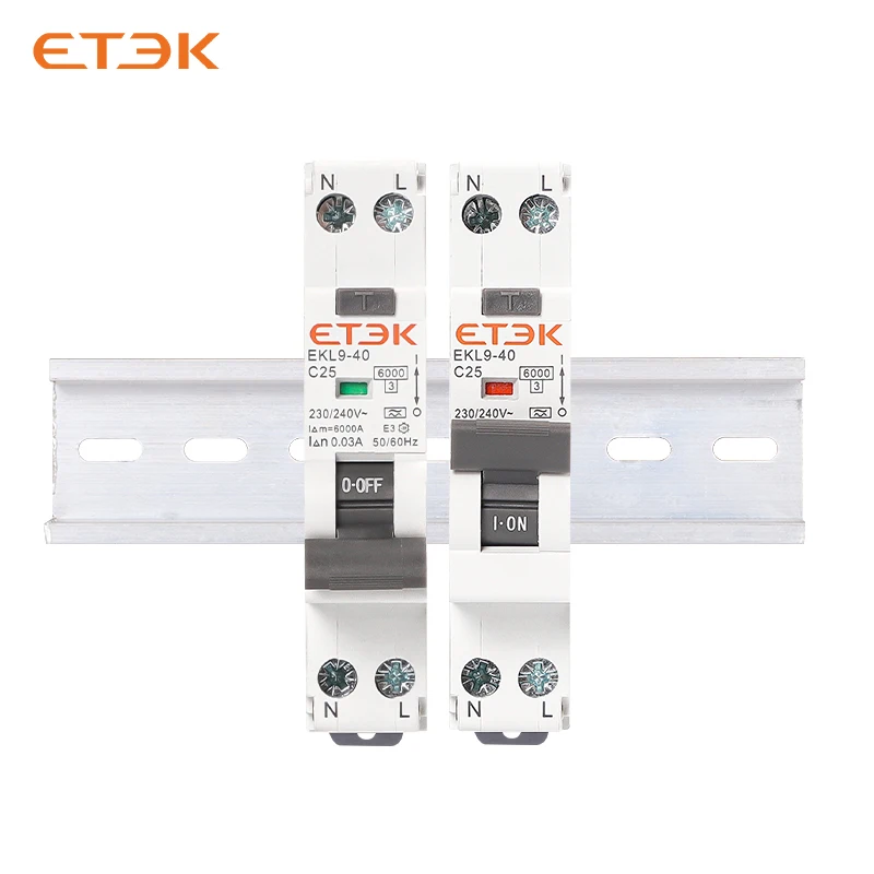 ETEK RCBO típusa a++ Visszamaradó automata Kerülő út Gyújtásmegszakító 6KA 1P+N 2P 16a 20a Lehajt cwith Széltében curren Súlyveszteség védelem 30ma EKL9-40