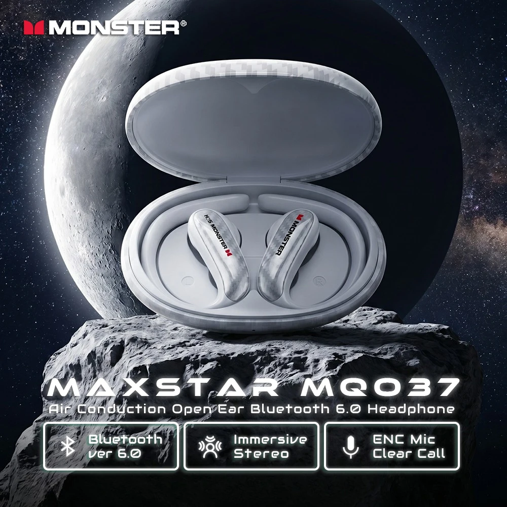 Monster MAXSTAR MQO37 OWS Ohrbügel-Kopfhörer 360 °   Stereo Kabellose Bluetooth 6.0 Kopfhörer IPX5 Wasserdichte TWS Sport-Ohrhörer