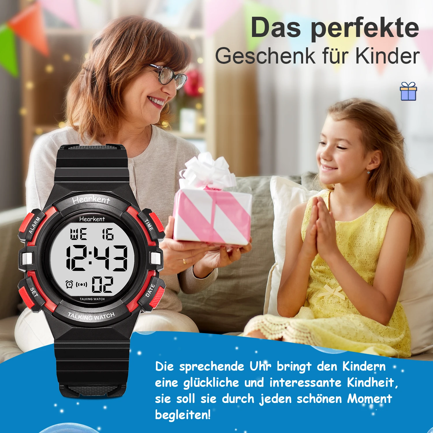 Hearkent Talking Watch Kid Speaking German Language Electronic Digital Sports Watches Children Alarm Chrono Clock Sprechende Uhr