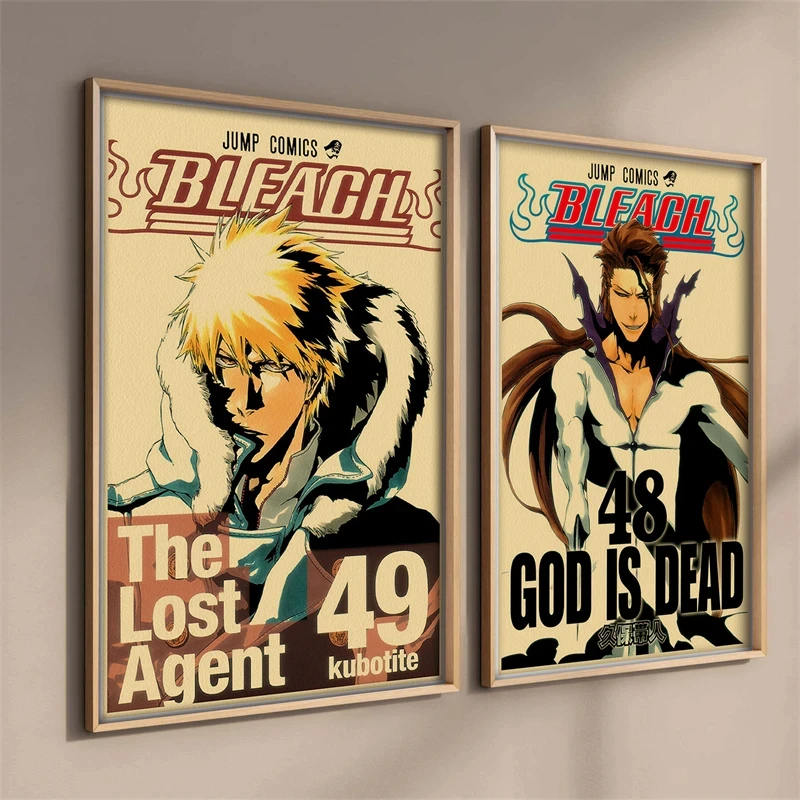 Anime Figure Bleach Poster Aesthetic Gigante Home Decoration Retro Manga Canvas Painting for Wall Art Mural Kawaii Room Decor