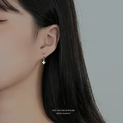REETI 925 Sterling Silver Four-leaf flower Cubic Zircon Flower Hoop Earrings Ear Jewelry For Women Party Gifts Earing Hoop