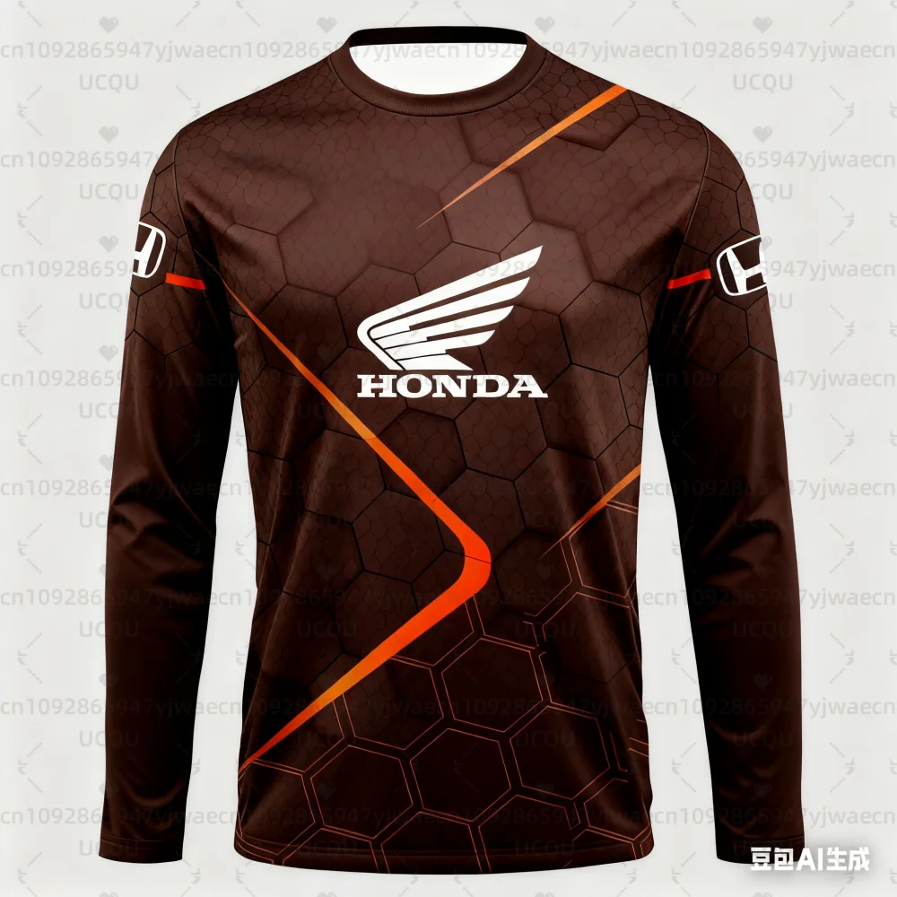 هوندا بدلة سباق الرجال النساء دراجة نارية على الطرق الوعرة المتضخم تنفس التجفيف السريع جيرسي س الرقبة المألوف قميص رياضي غير رسمي #2