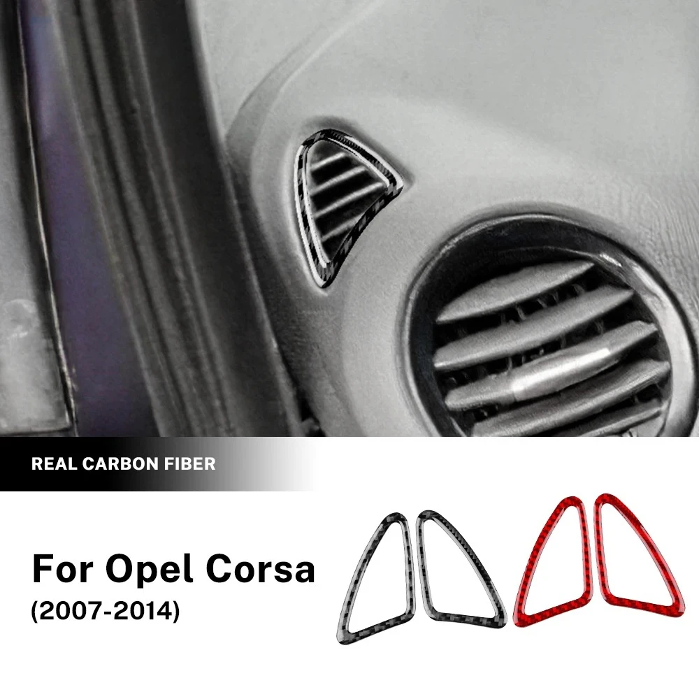 For Opel Corsa 2007-2014 Carbon Fiber Dashboard Side Air Vent Trim Anti Scratch Air Outlet Decor Frame Interior Mod Accessories
