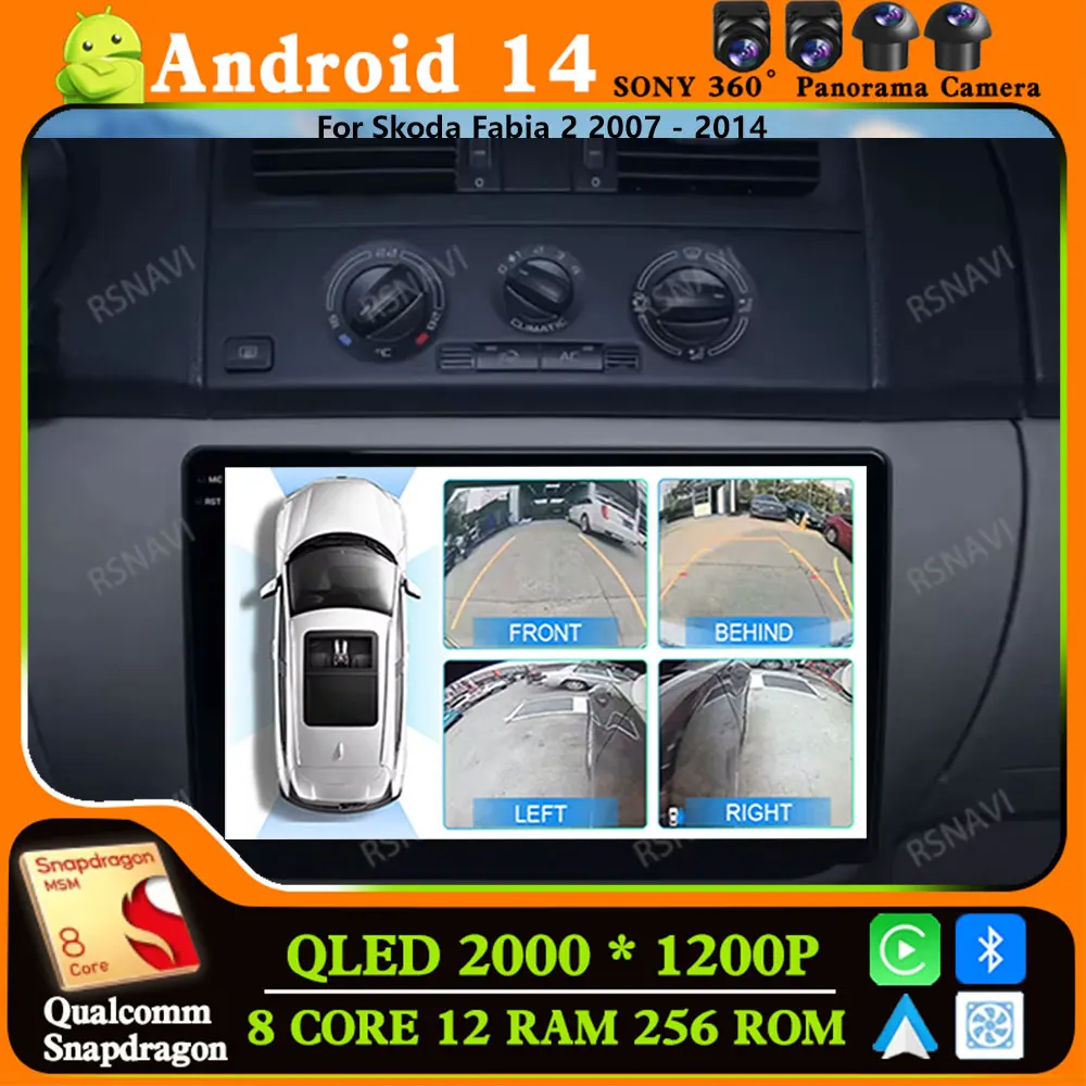 

Andoird 14 Car Radio For Skoda Fabia 2 2007 - 2014 Stereo Navigation Head Unit 4G LTE BT Viedo Player Multimedia GPS 5G WIFI DVD