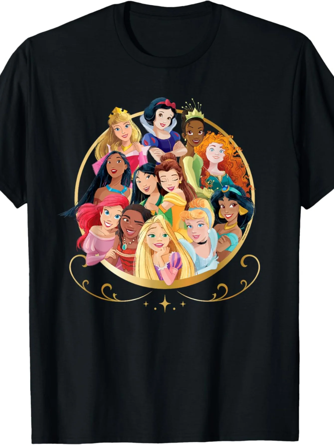 

Disney Retro Pattern T-shirt - Princesses Belle, Jasmine, Mulan, Cinderella Ariel、Aurora、 Snow White short sleeved shirt