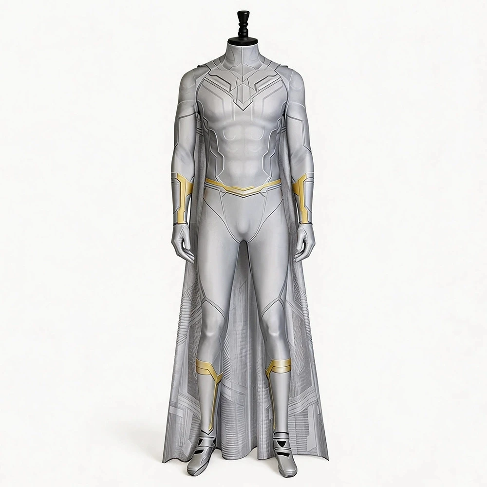 

Movie Wanda Cosplay Vision Costume White Vision Jumpsuit Cloak Outfit Halloween Carnival Disguise Suit