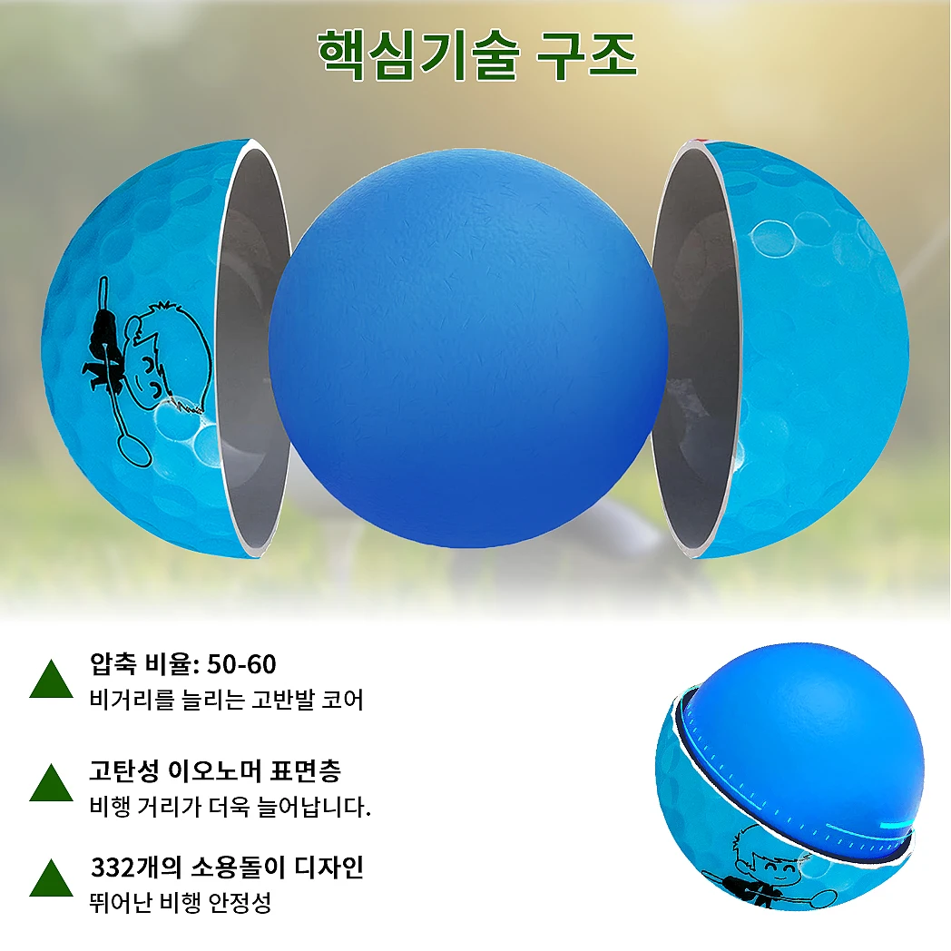 Caiton Youth Golf Balls 2-Layer Long Distance Balls, 4 Colors Cartoon Print ,High Bounce Core Soft Feel, 12/3pcs(opt)