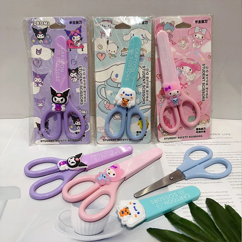 Sanrio Kawaii tijeras para el hogar accesorios Kuromi cuchillo hecho a mano Cinnamoroll Melody dibujos animados Anime lindo suministros de oficina regalo