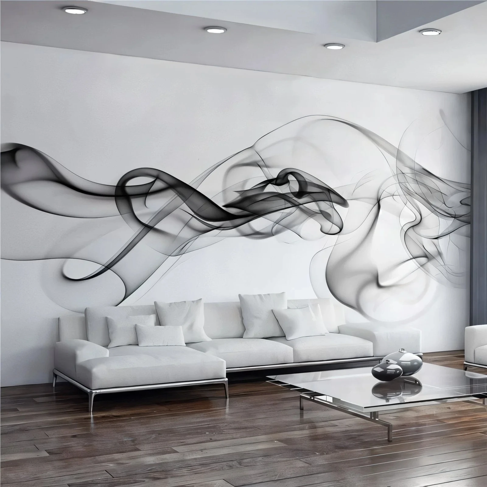 Custom large murals new Chinese abstract ink lines smoke landscape artistic conception bedroom background wall 3d wallpaper