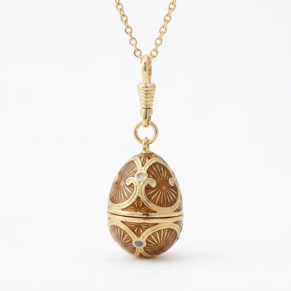 Egg Shaped Zodiac Locket Necklace Copper Material Colorful Enamel Coating Enamel Egg Pendant Thin Clavicle Chain Lightweight