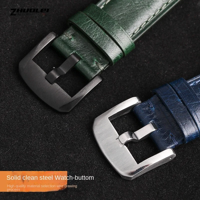 Watchband Accessories 20mm 22mm Blue dark brown green Leather Watch Strap For SEIKO TISSOT Fossil Bracelet Vintage Watch Band