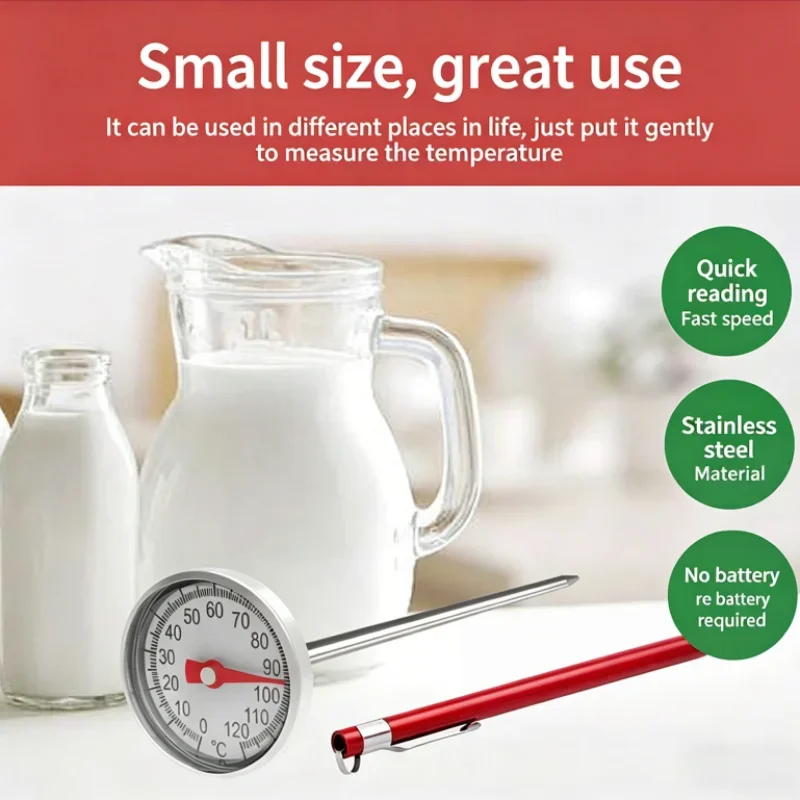 Stainless Steel Probe Coffee Milk Thermometer Waterproof Kitchen Baking Water Temperature Gauge Temp Measuring Barista Cooking