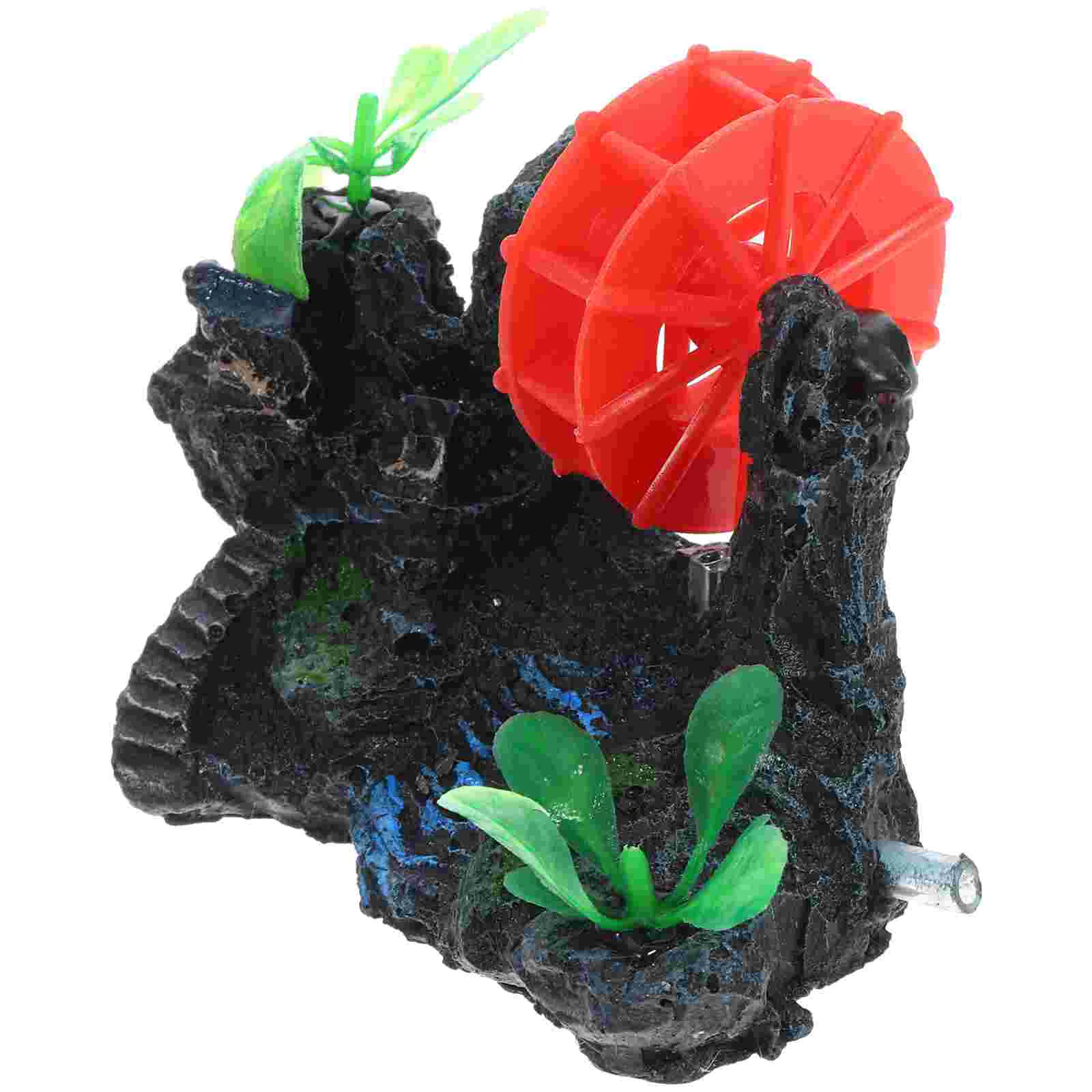 Rockery Safe Fish Tank Decoration Aquarium Mountain Water Wheel Resin Simulation for