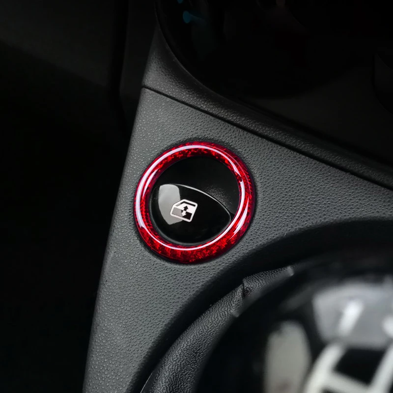 

For Fiat 500 595 695 Abarth 2012-2024 Car Central Door Lock Button Carbon Fiber Decorative Frame Sticker Shift Panel Ring