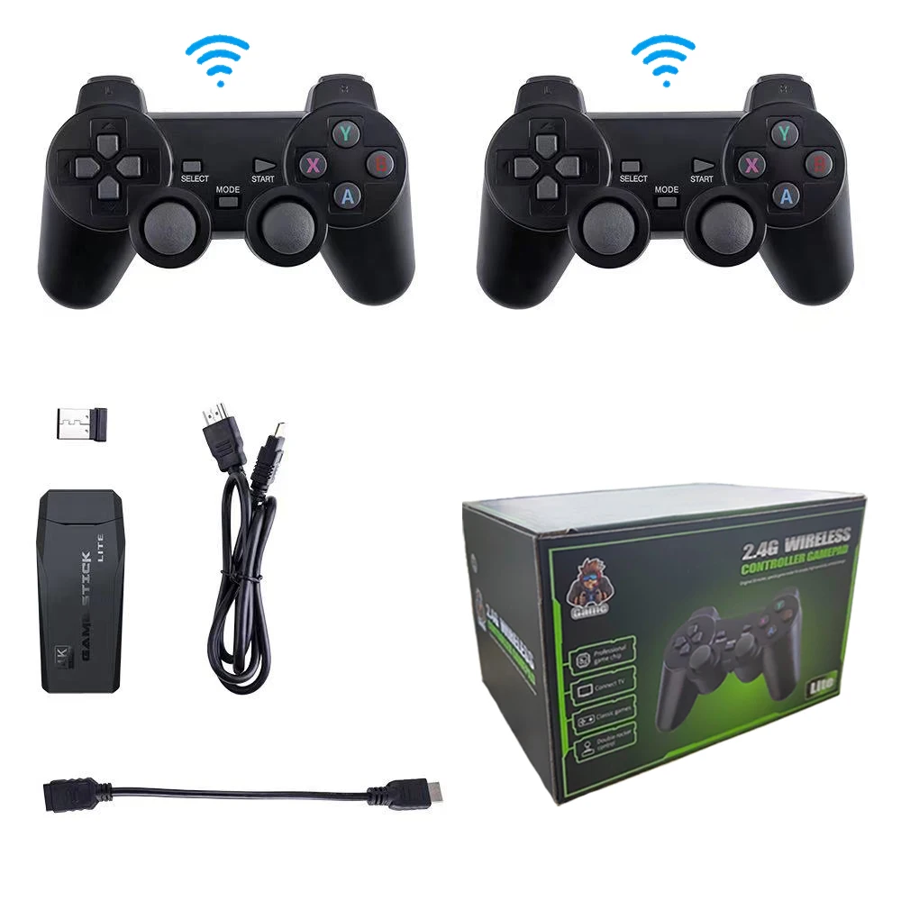 

M8 32G 64G 10000+ Game Stick 4K Video Game Consoles 2Pcs 2.4G Wireless Gamepad Controller Support FC GB GBC GBA SFC PS1 Games