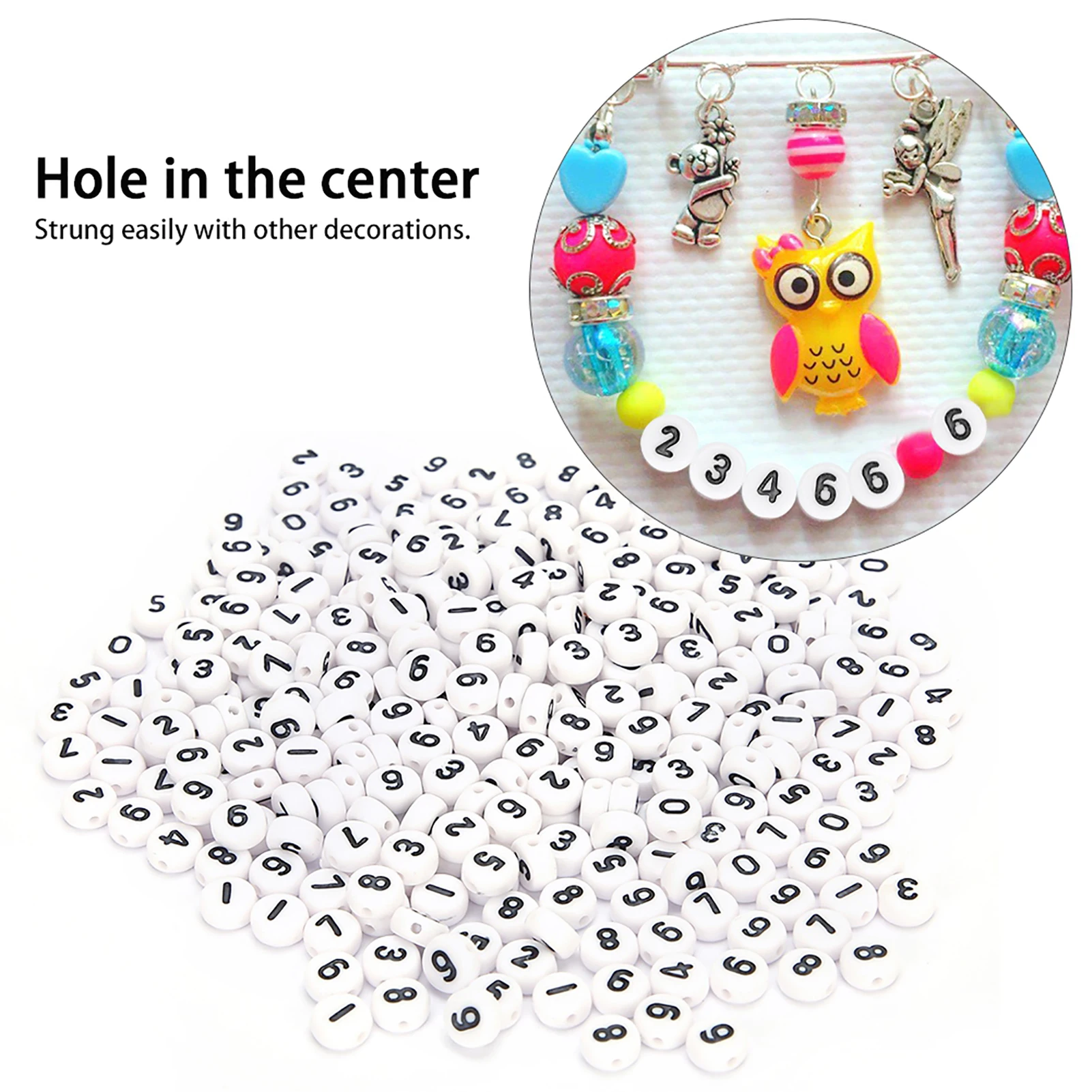 500PCS Acrylic Beads DIY Handmade Bead Jewelry Accessories Number 0-9 for Craft Collection Jewelry Accessories DIY Handmade Bead