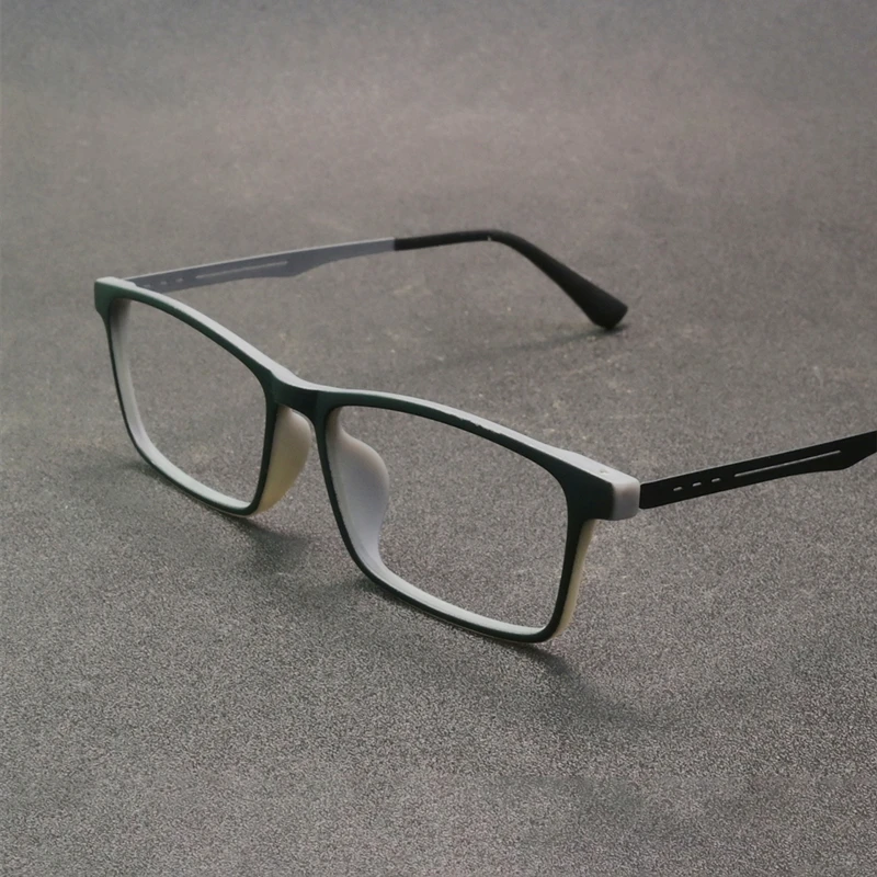 الرجعية أسود رمادي إطار مربع نظارات رجال الأعمال المطاط التيتانيوم مكافحة الضوء الأزرق نظارات للقراءة الديوبتر + 100 + 150 + 200 + 300