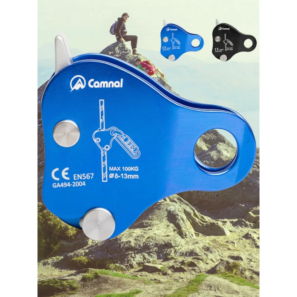 CAMNAL-dispositivo protector de escalada de seguridad, accesorio de 220LB, agarre de cuerda, aparejo de escalada al aire libre, cuerda de 8-13MM, azul