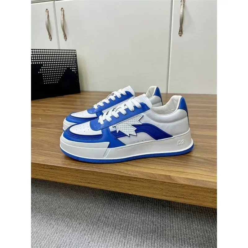 Top Top Dsq2 Brand Handmade Men Fashion Sneakers Genuine Leather High Quality Retro Casual Shoes Men Lace Up Low Top Flat Shoes