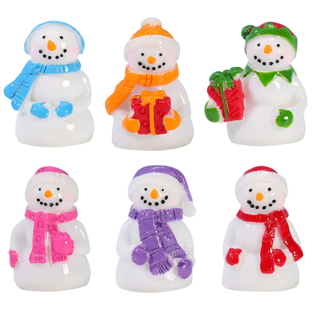 

6 Pcs Christmas Micro Landscape Party Decoration Winter Ornaments Decorate Snowman Accessory Lovely Miniature Resin Figurines