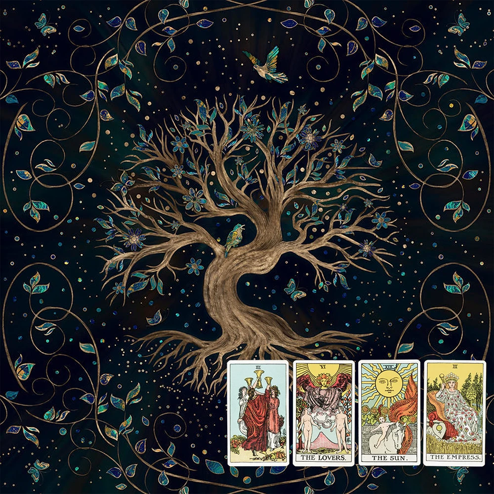 

Tree of Life Cloth Readings Crystal Grid Oracle Mat Pendulum Divination Altar Tarot Cloth Moon Oracle Cloth velvet cloth