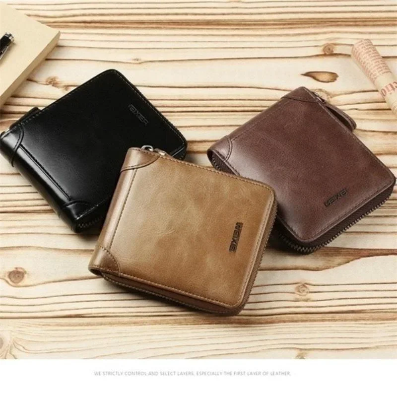 New Mens Fashion Wallet Short Wallets Brand Casual Zipper Coin Purse Male Card Holder Wallet Gifts for Men