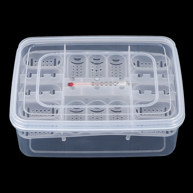 16 Egg Incubator Tray+Thermometer DIY Incubation Gecko Lizard Snake 16.7*12.3*6cm