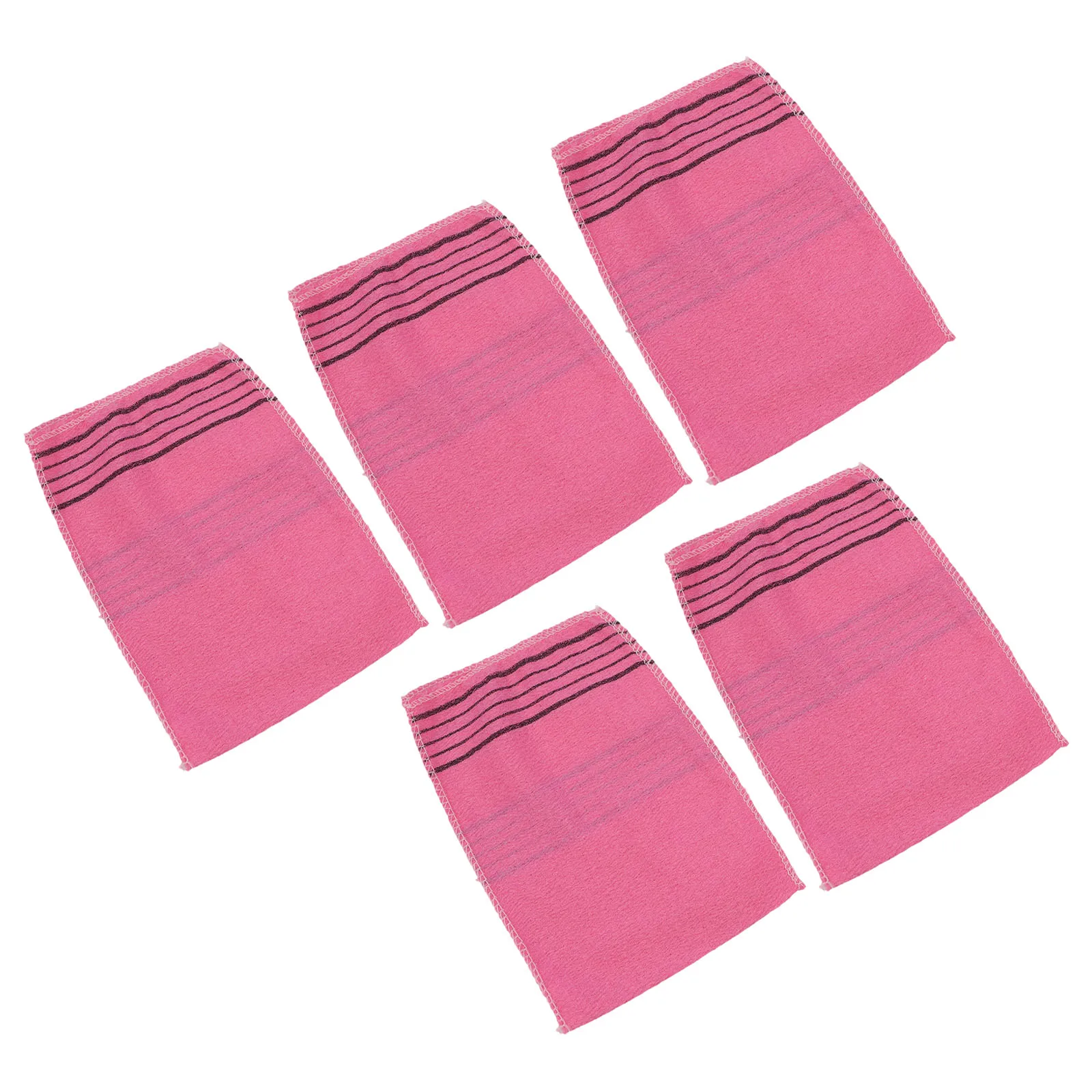 Korean Italy Asian Style 5Pcs Exfoliating Bath Washcloths for Body Scrub Soft Shower Towels with Thick Polyester Cotton Fabric
