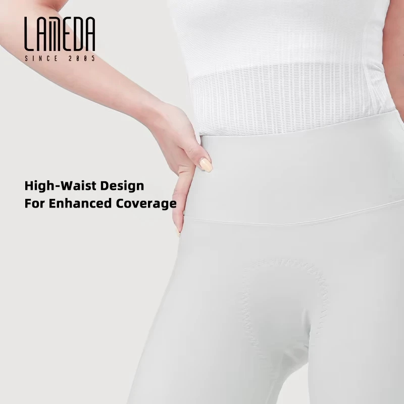 LAMEDA Cycling Shorts Women\'s High Elastic Cycling Pants Quick-Drying Bib Shorts Upf50+ Outdoor Cycling Shorts White Road Cyclin