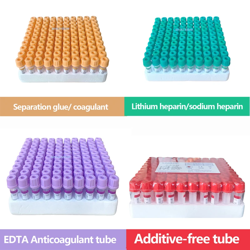 100pcs Sterile Micro Blood Collection Tube 0.5ml 1ml Lithium Sodium Heparin EDTAK3 for lab sampling tube  Consumables