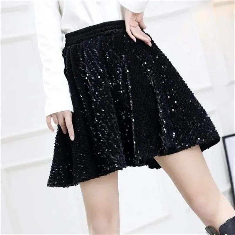 Vetement Femme 2023 Spring Short Skirt Women\'s Elasticity High Waist Loose Sequins Bag Hip Tutu Skirt Fashion Mini Skirts Jupe