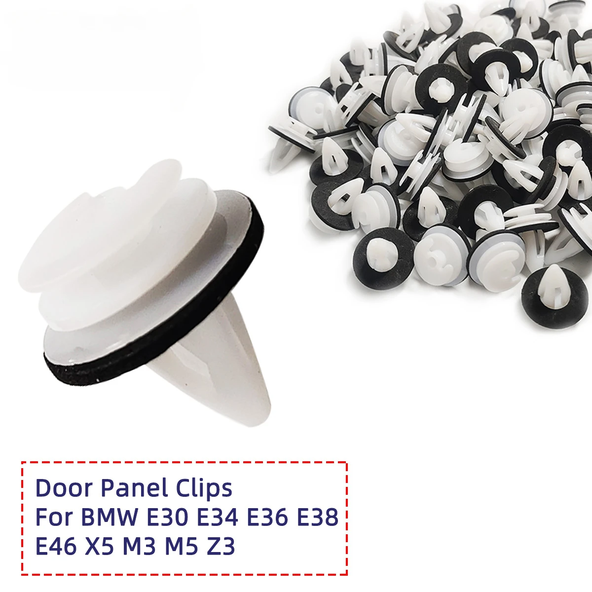 50pcs White Car Auto Door Panel Clips With Seal Ring For BMW E34 E36 E38 E39 E46 M3 M5 Z3 X5 car Interior Accessories