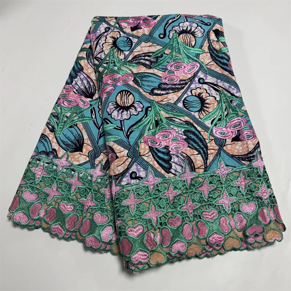 

Хлопковая восковая вышивка, африканские восковые принты, ткани, восковое кружево, гипюровое кружево для женского платья, 6 ярдов