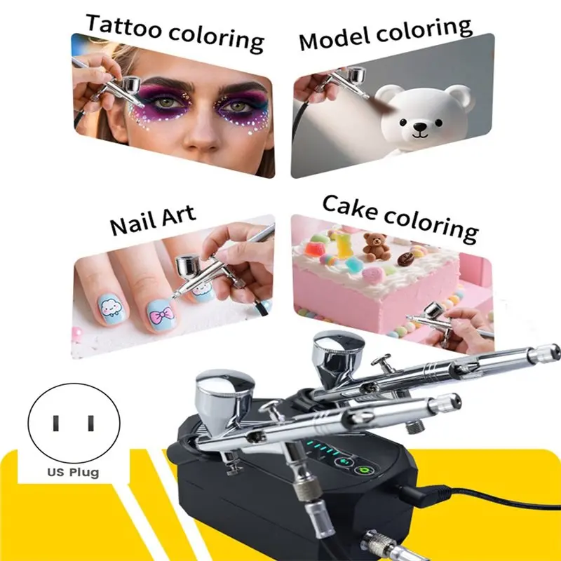 Y50A-XLS-G00A Model Mini Airbrush Set Air Pump Spray Painting Tool Coloring Inkjet Printer Compatible US Plug