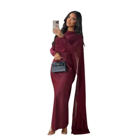 Höst/vinter 2024 Chiffong Aftonklänning Dam Gränsöverskridande E-handel Amazon Independent Station Ebay Mellanöstern Omslagsklänning 6 best sales Amazon aftonklänningar - №2