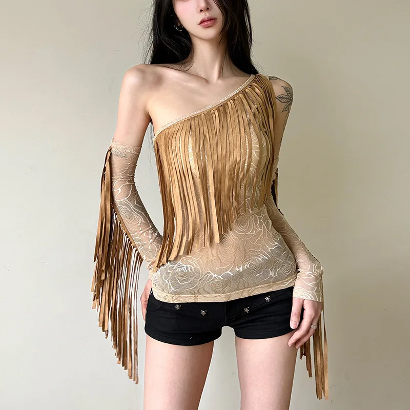 

Spring new women's solid color slim fit fashionable sloping collar single shoulder sleeveless vest top for women