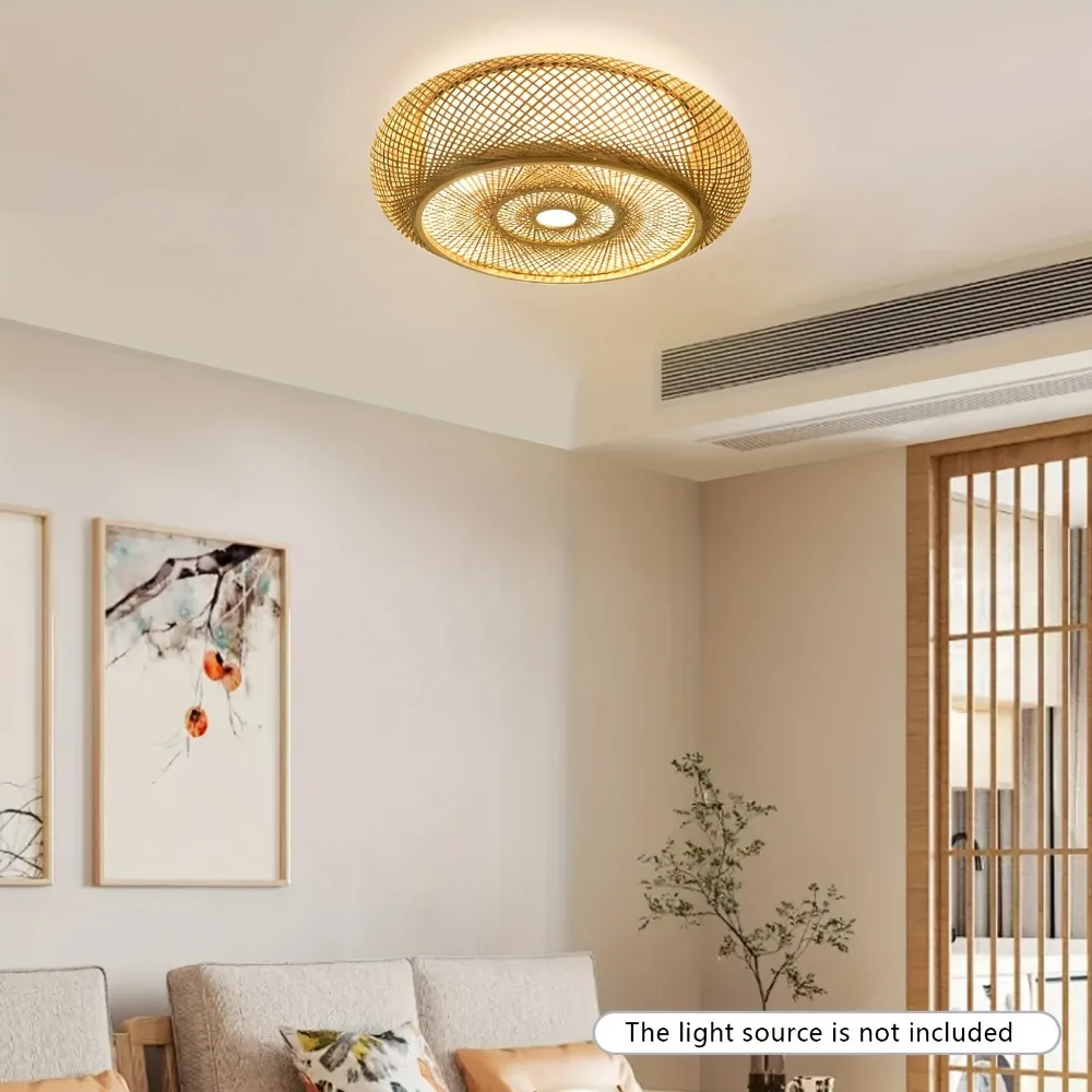 خمر أضواء السقف الخيزران النمط الصيني مصباح سقف معلق لغرفة المعيشة غرفة الطعام تركيب المصابيح المطبخ E27 Hanglamp #5