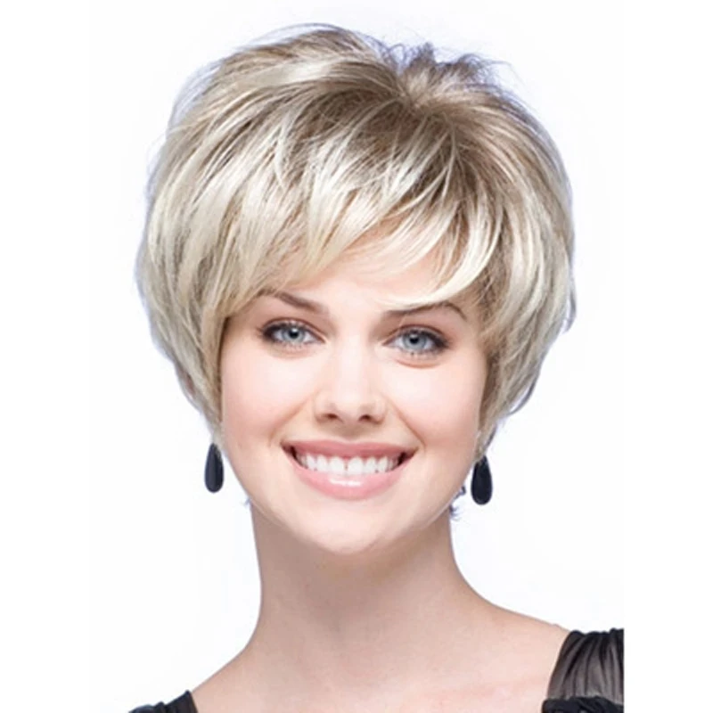 Brown Blonde Synthetic Curly Wigs for Women Body Wave Wigs Natural Look Wave Curly Hair Wig Pre Plucked Soft Comfortable Wigs