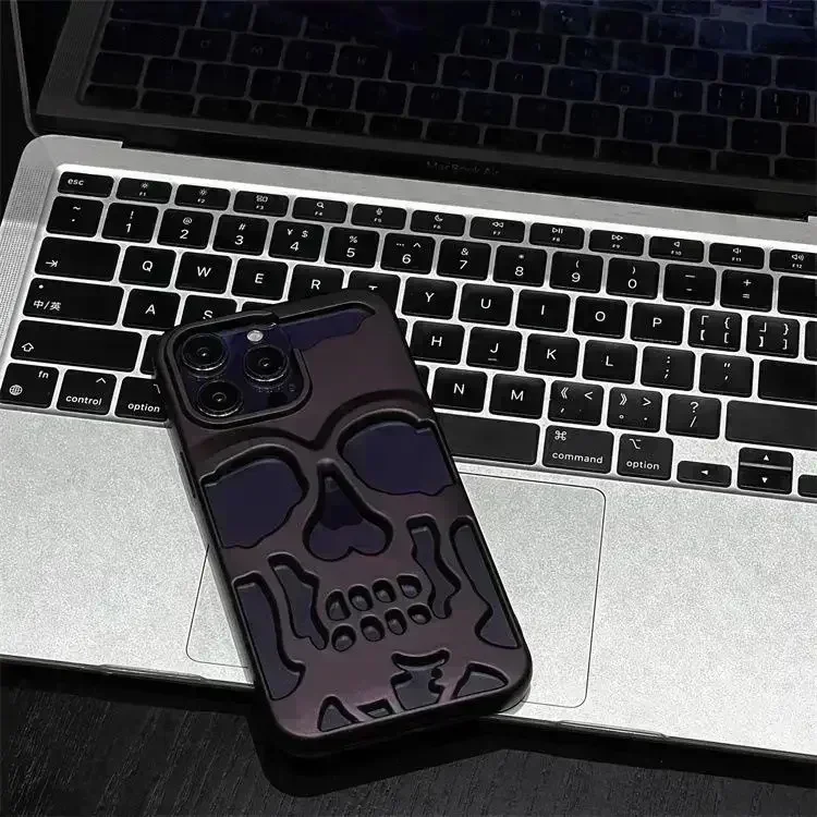 Luxury skeleton Skull Case for iPhone 11 12 13 14 15 Pro Max Phone Cases Shockproof Back cover Camera full Protect Hollow Funda