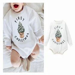 Christmas Intants Baby Long Sleeve Sweatshirt Romper Cute Fall Winter Baby Santa Bodysuit Newborn Outfits Clothes