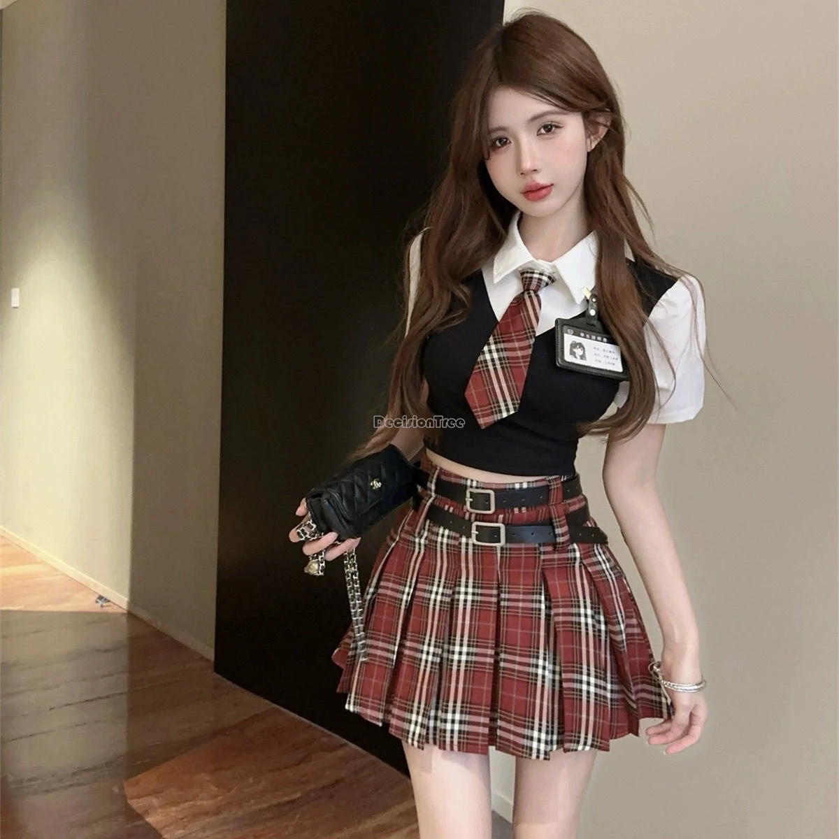 2025 الحلو موضة الكورية زي مدرسي نمط الصيف jk موحدة قصيرة الأكمام بلوزة نصف الاختيار تنورة 2 دعوى المرأة الصيف jk مجموعة