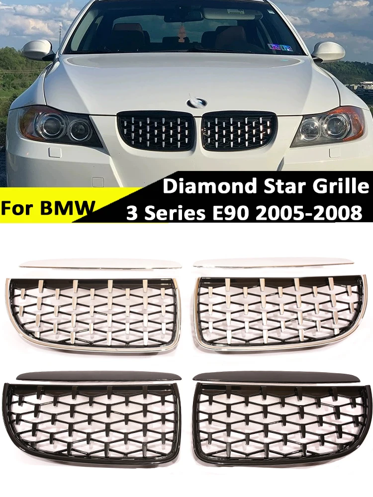 

Front Bumper Kidney Facelift Diamond Star Grill For BMW 3 Series E90 E91 2005-2008 Gloss Black Grille M Color Car Accessories