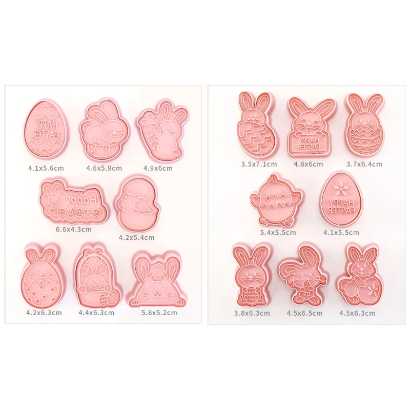 16Pcs Rabbit Easter  Hand Pie Molds Mini Cookie Baking Mould Dough Press Mold Tool Fondant Baking Tool for Holiday