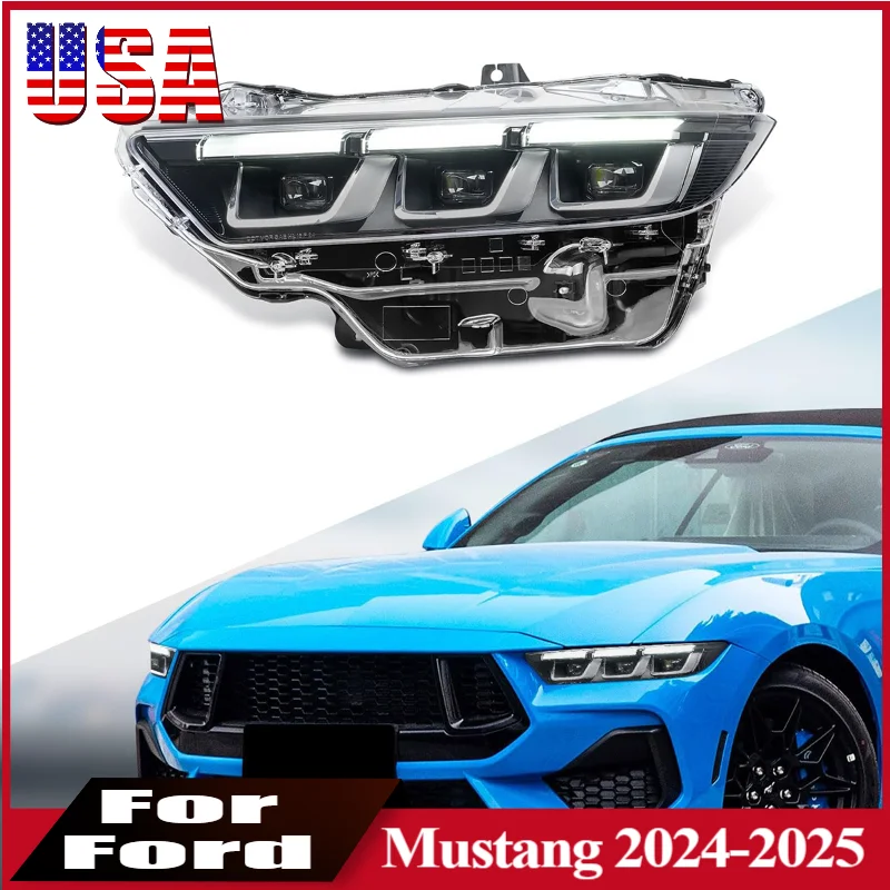 

LED Headlight Assembly For Ford Mustang GT EcoBoost 2024-2025 Car LED Head Light Animation Start-up Sequential Turn Signal Lamp