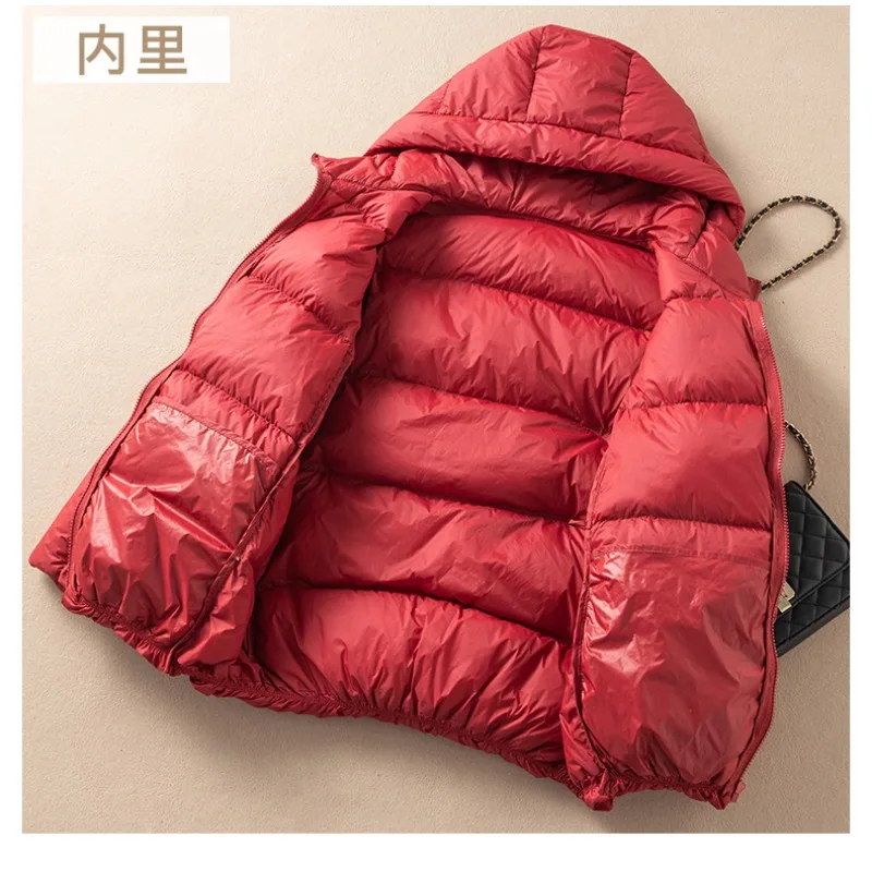 Women's Clothing Short Hooded Puffer Jacket Simple Elegant Down Jacket Women's Autumn Winter Warm White Duck Down Coat Korean