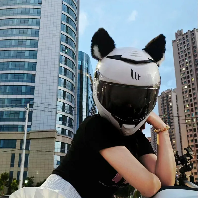 Motorcycle Helmet Cat Ears Decoration Cute Plush Stickers Motocross Helmet Full Face Off Road Helmet Decor Cosplay Styling