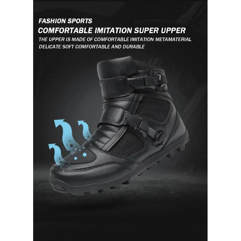

Men's Topfight Durable Biker Boots High Top, Size 46 Motorcycle Racing Shoes with Ankle Support, Anti-Slip Sole for Motocross